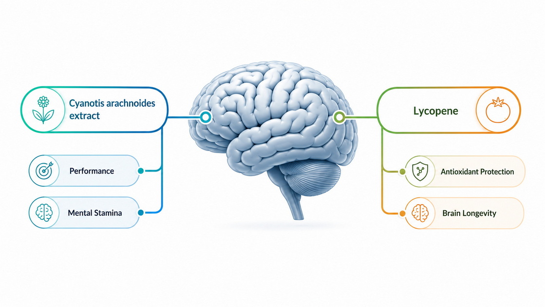 Cyanotis Arachnoides-extract versus. Lycopeen: synergetische ondersteuning voor aanhoudende cognitieve focus